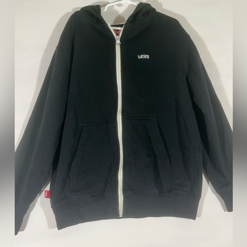 VANS‎ OFF THE WALL ZIP UP HOODIE W/POCKETS UNISEX YOUTH M BLACK PREOWNED